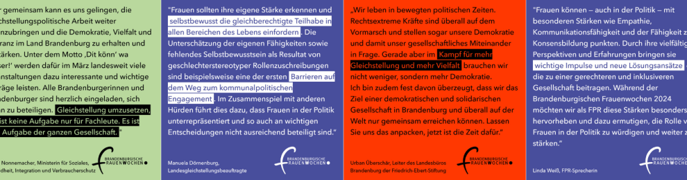 „Dit könn‘ wa besser!“ – 34. Brandenburgische Frauenwochen starten